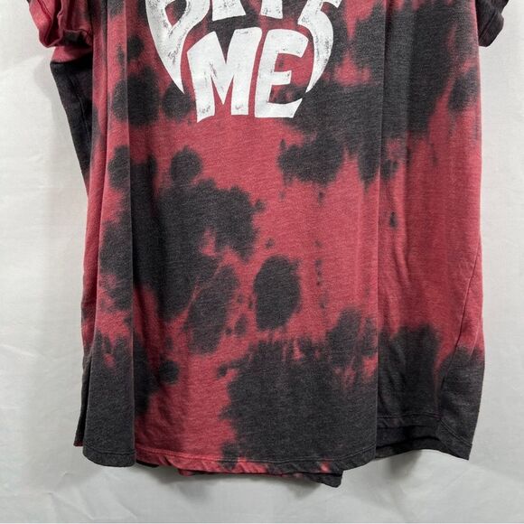Torrid Red and Black Tie-Dye 'Bite Me' V-Neck Tee - Picture 3 of 8
